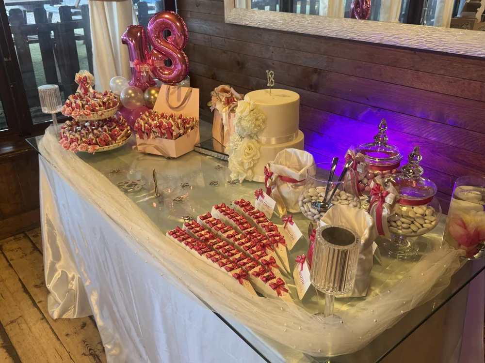 Tavolo e torta allestiti per un compleanno da Mama’s
