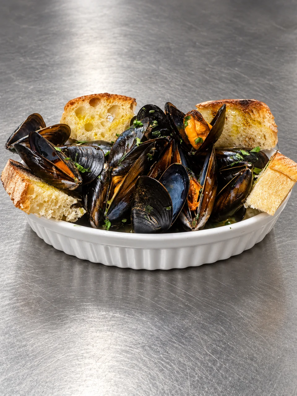 Sauté di cozze con fette di pane da Mama’s Restaurant